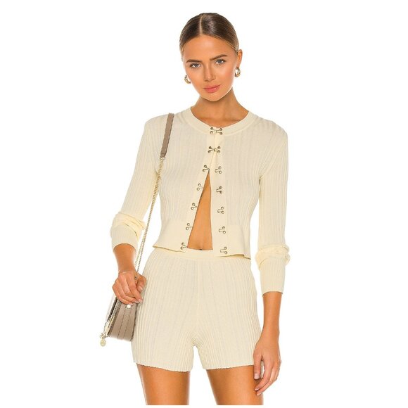 Dion Lee Sweaters - Dion Lee Hook Rib Cardigan / Size XS / Bleached Yellow Cropped